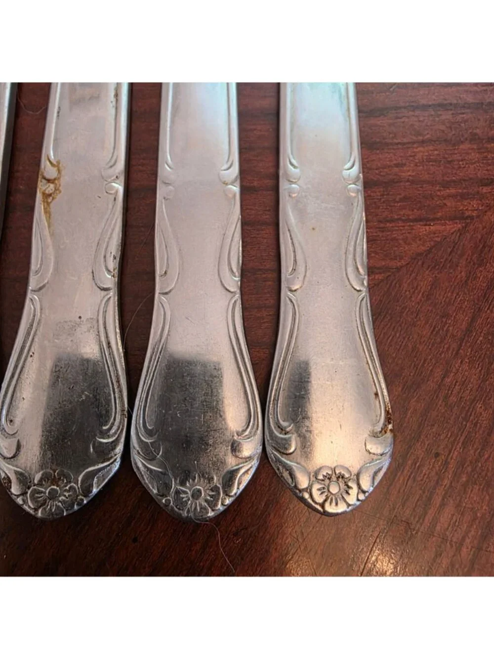 Set Of 4 Vintage Stainless Steel Serrated Knives Floral Handle Japan 8